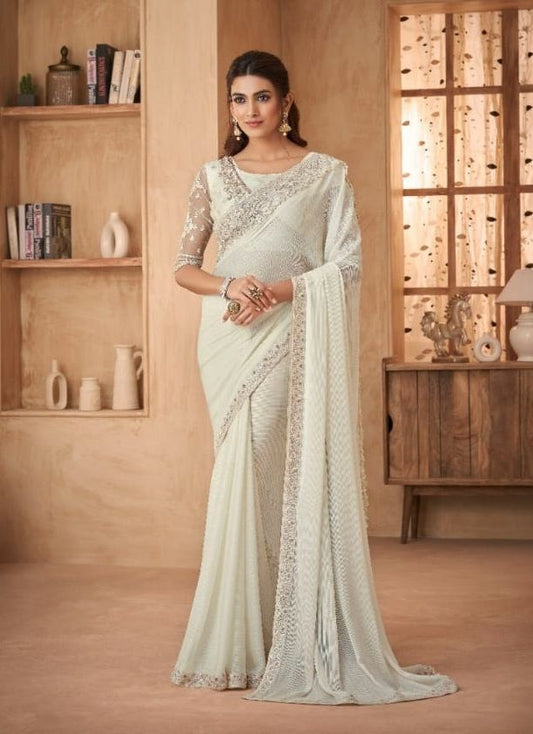 Pure White  Sari