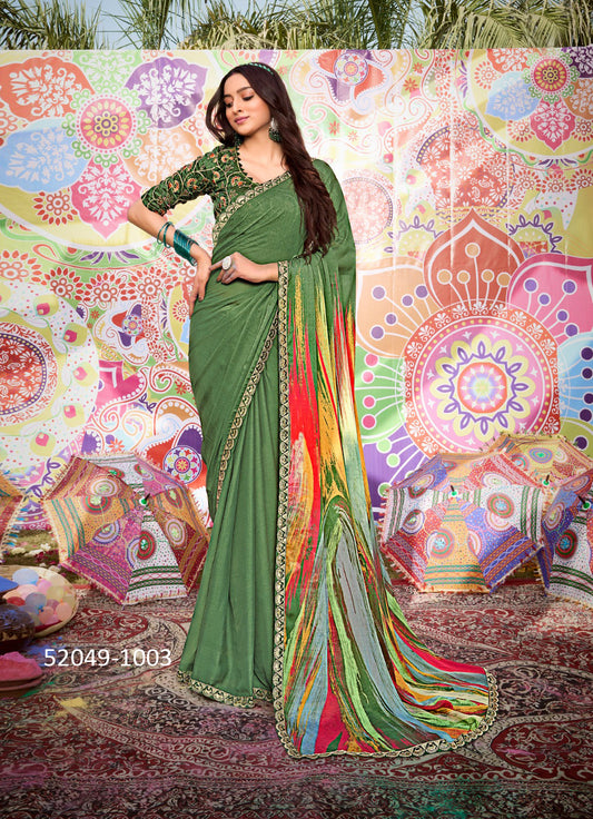 Embroidered Chiffon Sari