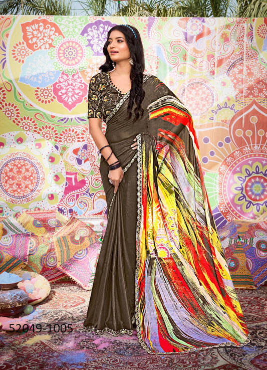 Embroidered Chiffon Sari